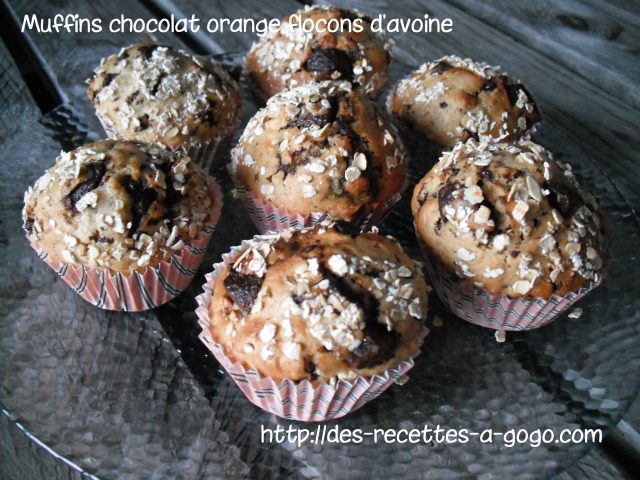 Muffins chocolat orange flocons d’avoine