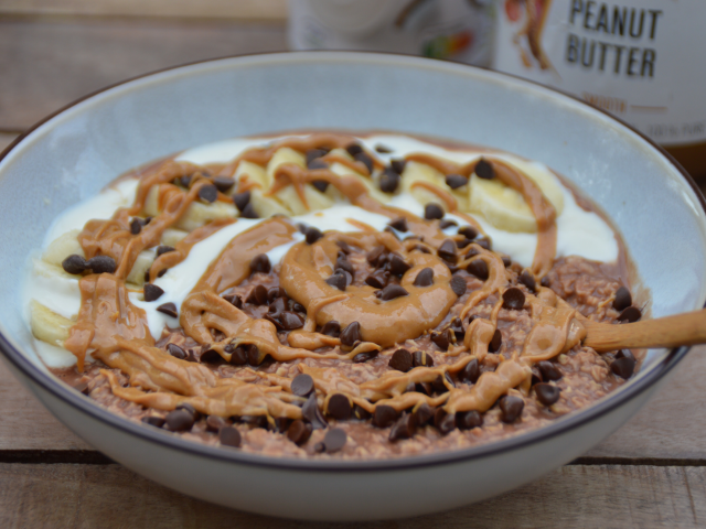 Porridge chocolat peanut butter banane